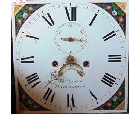 AN 8-DAY LONGCASE CLOCK MOVEMENT  the enamel dial inscribed 'Thos. Logan Dorchester', with date aperture and sbsidiary second