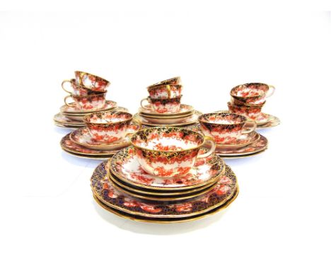 A COLLECTION OF ROYAL CROWN DERBY IMARI PALLETTE TEAWARE  pattern 4508, comprising twelve tea cups, twelve saucers and twelve