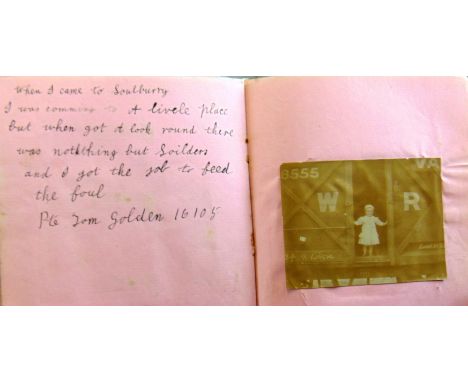 AN AUTOGRAPH ALBUM  most of the entries 1907-18, the contributors including Great War Somerset Light Infantry soldiers, with 