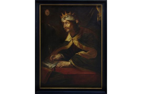 Lot 66 - King Salomon, Claude Vignon (circle) Oil on canvas, unsigned. King Salomon sitting at a table with