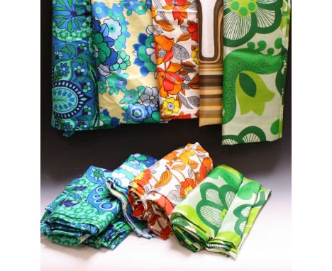 Textiles - 1960's/1970's vibrant abstract curtains; other bold designed fabrics