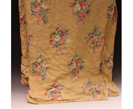 Textiles - large vintage Sanderson floral linen curtain