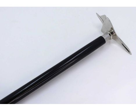 A modern ebonised walking stick, the handle in the form of Concorde, length 91cm 