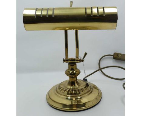 A Brass banker's type desk lamp, height 29cm