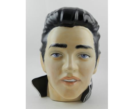 A ceramic bust of Elvis Presley, designed by Morris Rushton for the 'Hollywood Greats' collection for Flesh Pots, 1979.  H.28