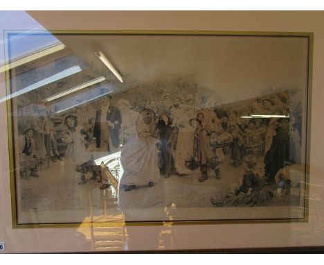Large black and white print - A Village Wedding