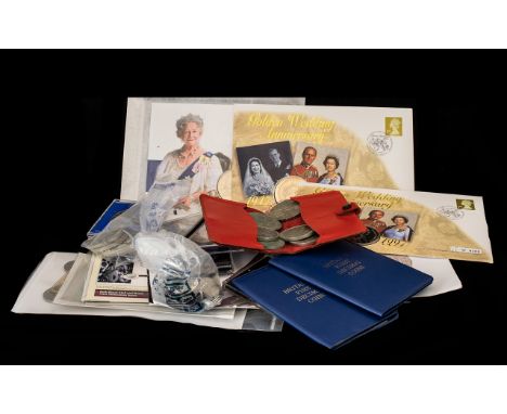 An Antler Bag Containing a Mixed Lot of Coins of mostly low value, including commemorative Crowns, Festival of Britain coins,