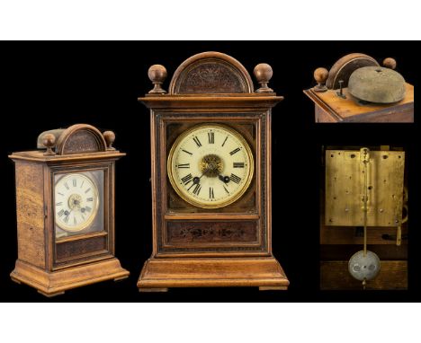 Lorenz Furtwangler Sohne German 19thC Walnut Cased Bell Top Mantel Clock. With unusual alarm facility. Please confirm with ph