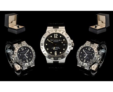 Bvlgari - Stainless Steel Diagono Scuba SD38S Automatic Chronometer Wrist Watch, Powered by  a Cosc Automatic Movement, Featu
