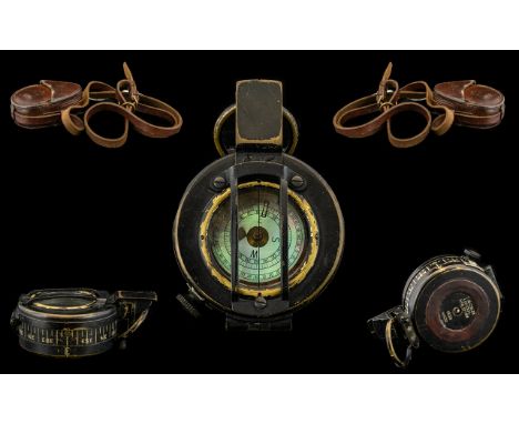 WWII British Issue Military Marching Compass, the base marked T.G.Co. Ltd. London No. B17082 1939 MKIII Together With Leather