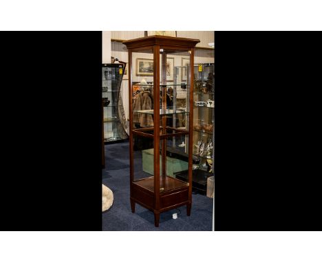 Grange French Designer Mahogany Display Cabinet. Of square form and with four adjustable shelves and light. Glass panels to f