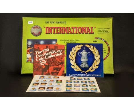 Vintage Subbuteo 'International' Table Soccer Set.  Complete set in box, along with: 1870 Esso World Cup Coin Collection; F A