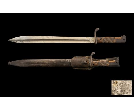German Model 1898/05 Mauser Bayonet Marked H Kaufman &amp; Sohne India Werk Solingen, Complete With Scabbard And Leather Frog
