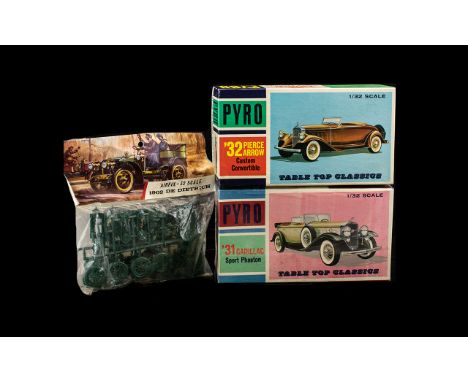 Airfix &amp; Pyro  Model kits. Airfix 1902 DE DIETRICH scale 32, PYRO 31 cadillac and custom convertible scale 32, all unused