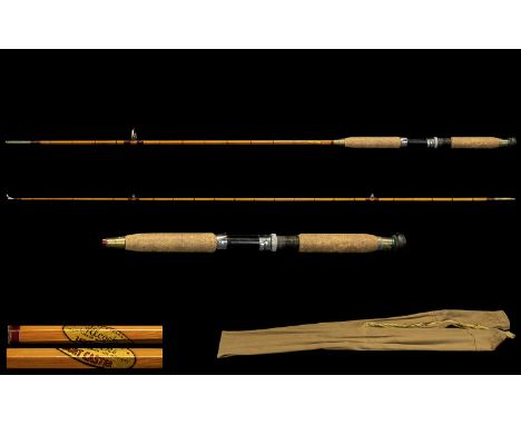 Fishing Interest. Alcocks ' Light caster ' Split Cane Spin Fishing Rod. c.Early 1960's. Used But In Excellent Original Condit