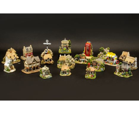 Collection of Lilliput Lane Cottages, comprising: The Old Grammar School, Tanner's Cottage, Little Tea Caddy, Clare Cottage, 