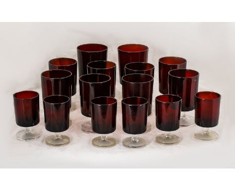 A Varied Collection of Ruby Drinking Glasses (16) in total. Please see accompanying image.