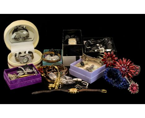 Collection of Vintage &amp; Contemporary Costume Jewellery comprising assorted bracelets including a Pilgrim Danish black and