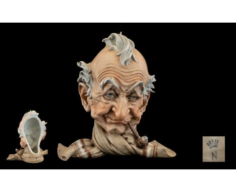 Capodimonte. Superb Hand Painted Porcelain Unusual Boudoir Lamp By Giuseppe Cappe.  9 inch - 22.5 cm Height. 2 Small Chips to
