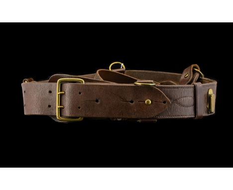 British Army Officers Leather Sam Browne Belt, With Shoulder Strap. 