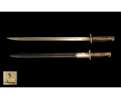 United Kingdom Pattern 1907 Bayonet With Scabbard. Marked Wilkinson 1907, Overall Length 23 Inches. 