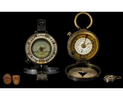 WWII British Issue Military Marching Compass, the base marked T.G.Co. Ltd. London No. B44084 1940 MKIII Together With Leather
