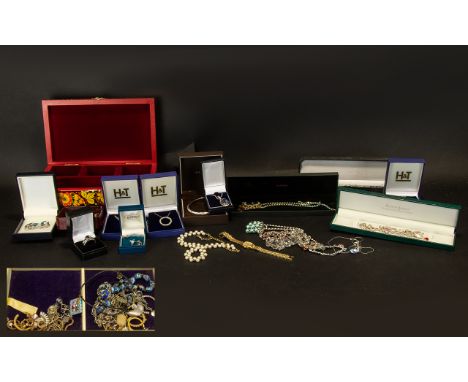 Large Collection of Vintage &amp; Contemporary Costume Jewellery to include boxed silver crystal pendants, silver boxed cross