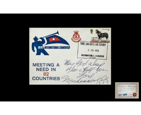 Muhammad Ali Signed 1978 Salvation Army Cover inscribed 'May God Always Bless and Help You'. Love Muhammad Ali dated 1982. Co