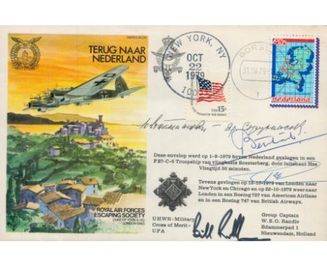 RAFES SC25d Special Signed Cover Escape in a Heinkel III Flown FDC (Royal Air Forces Escaping Society) with 45c Netherlands S