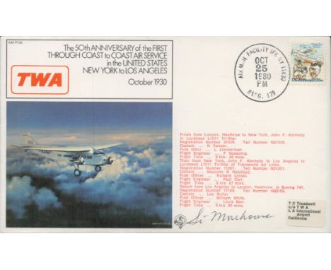 Cpt. Silas Morehouse signed FDC 50th Anniversary of the First Through Coast o Coast Air Sercice in the United States New York