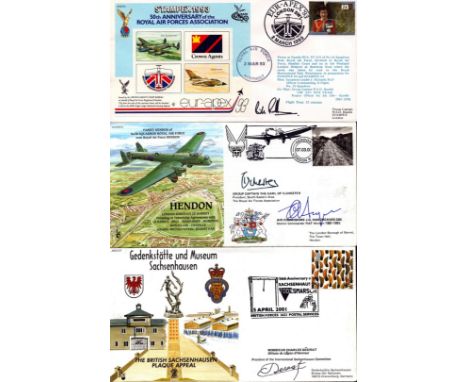 WW2. Collection of 3 Signed First Day Covers. Grp Cptn the Earl of Ilchester and Air commodore JG Hargreaves CBE Signed Hendo
