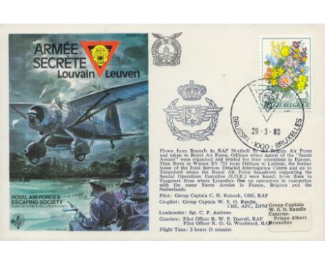 RAFES SC26ab The Secret Army in Louvain Flown FDC (Royal Air Forces Escaping Society) with 5f Belgium Stamp Postmarked Brusse