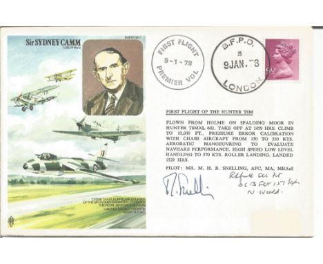 WW2 BOB fighter pilot Roddick Smith 151 sqn signed Sydney Camm RAF cover, flown by Hunter and also signed by M Snelling AFC. 