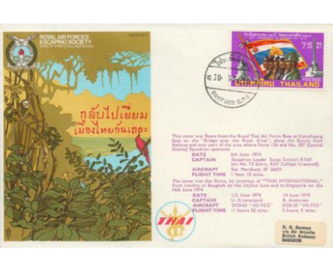 RAFES SC7a Escape from SE Asia Flown FDC (Royal Air Forces Escaping Society) with 75 Thailand Stamp Postmarked Bangkok GPO 10