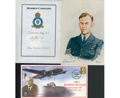 MILITARY collection of WW2 617 Sq John Levitt signed 2004 Barnes Wallis cover, WW2 Men of Bomber command book plate signed by