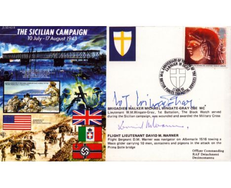 Brigadier Walker Michael Wingate-Gray and Flight Lieutenant David M Warner signed The Sicilian Campaign 10 July-17 Aug 1943. 