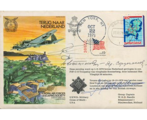 RAFES SC25dK Special Signed Cover Escape in a Heinkel III Flown FDC (Royal Air Forces Escaping Society) with 45c Netherlands 