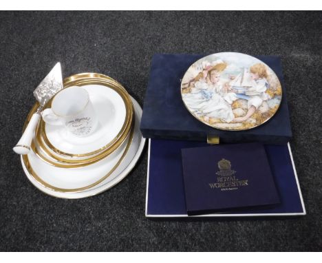 Four Royal Worcester milk jugs and three Royal Worcester miniature cups and saucers together with thirteen pieces of Royal Wo