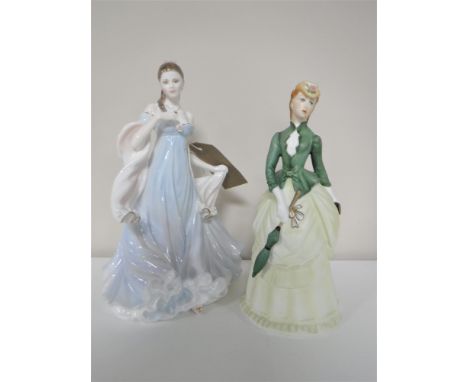 Two Royal Worcester figures - Sunday Morning and With All My Heart sculptured by John Bromley no. 2736 of 12,500