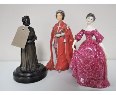 A Royal Worcester figure, Marcus Replicas figure of the Queen Mother and a figure of Queen Elizabeth II  