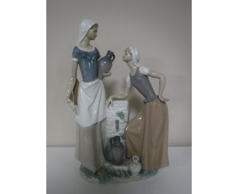A large Nao figure group, two women collecting water 