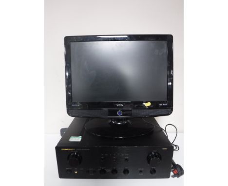 A UMC 19" LCD TV with lead, together with a Marantz integrated stereo amplifier PM7000 