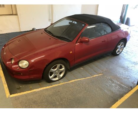 A 1996 Toyota Celica GT 2.0 Convertible, registration number N808 YCJ, first registered 3 May 1996, red, manual, mileage show
