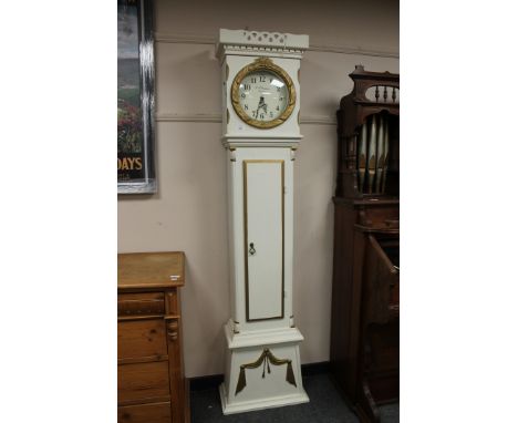 A continental painted longcase clock by C.P Christensen, height 198cm 