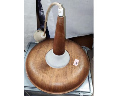 A mid 20th century teak ceiling pendant light 