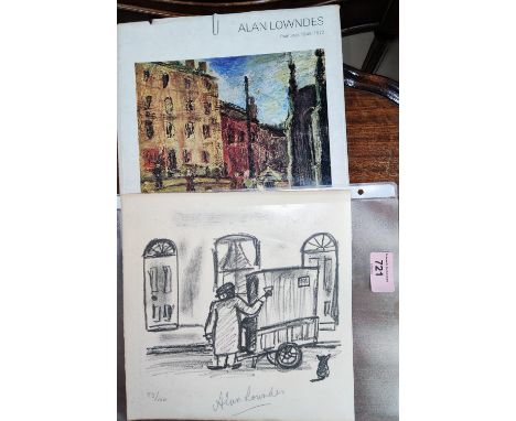 Alan Lowndes:&nbsp; "The Organ Grinder", artist signed limited edition print, 22 x 22 cm, unframed; a book about the artist 