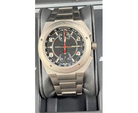An IWC gent's chronometer titanium ingenieur wristwatch with linked wrist strap with black dial produced for Mercedes, origin