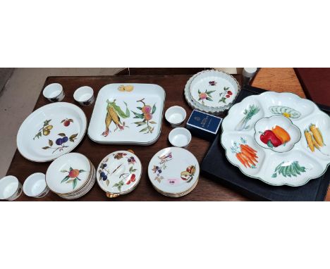 A selection of Royal Worcester Evesham ware dishes, plates etc and a Worcester vegetable platter 
