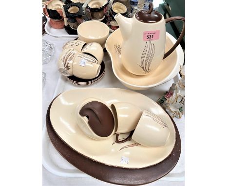 A Carltonware coffee set, similar pieces, 6 Toby jugs, a set of 6 spice jars etc 