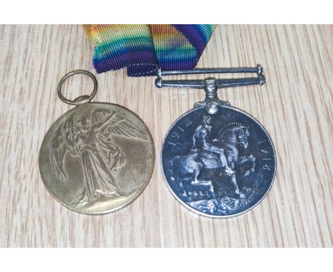 WWI: a silver war medal to casualty 91119 Pte E. Shepherd, Liverpool Reg; a Victory medal to M-345074 Pte. A.G.J Wood ASC 